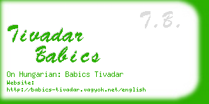 tivadar babics business card